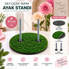 Roco Paper Co. 2li Dev Metal Çiçek Standı - 30 Cm, Dekoratif Eva - Krapon Kağıt Çiçek Sunum Ayağı (2 Vidalı)
