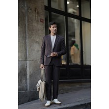 MCR Düz Slim Fit Mono Yaka Torba Cep Pantolon Beli Bağlamalı Erkek Takım Elbise