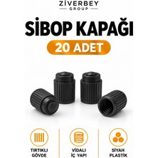 Ziverbey 20 Adet Siyah Sibop Kapağı Universal Uyumlu Lastik Sibop Kapak A Kalite