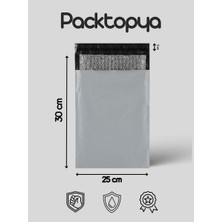 Packtopya Balonlu Bantlı Kargo Poşeti - 50 Adet - 25 x 30 +5 cm - Dışı Gri Içi Patpatlı Kargo Poşeti
