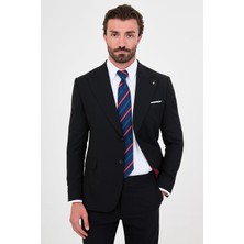 MCR Düz Slim Fit Geniş Yaka Yeleksiz Yün Karışımlı Mendilli Erkek Takım Elbise
