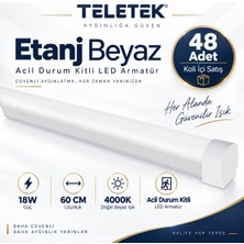 Teletek 18W 4000K Ilık Beyaz Işık 60CM Acil Durum Kitli LED Etanj Beyaz Bant Armatür - 48 Adet