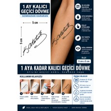 1 Ay Kalıcı 24 Saat Sonra Kararan 5x5 cm Küçük Boy Atatürk Imza Dövmesi Model Geçici Dövme Tattoo