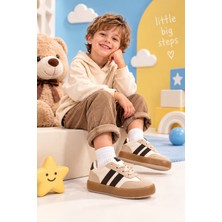 Tonny Black Çocuk Unisex Bej Kahve Microlight Taban Rahat Bağcıklı Sneaker
