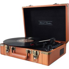 Record Master T317UB Retro Pikap Kahverengi Suni Deri Kasa ve Bluetooth Bağlantı Özelliği