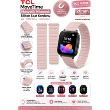 onlinekordon Tcl mt 43AX Movetime Uyumlu Toz Pembe Manyetik Mıknatıslı Antialerjik Silikon Çocuk Akıllı Saat Kordonu Kol Bandı