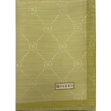 Vakko Pamuk Ipek Şal - Şeritli Monogram - Açık Yeşil