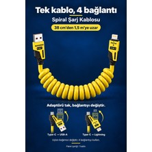 Evgereçlerim Spiral Esnek USB Type-C ve Lightning Şarj Kablosu 1.5 Metre