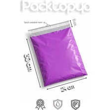 Packtopya Mor Kargo Poşeti - 500 Adet - 24 x 30 + 5 cm - Cepsiz
