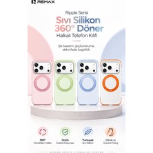 Remax Ripple Series iPhone 17 Pro Max Uyumlu Likit Silikon Kılıf - 360° Döner Standlı Rmc-5 - Pembe