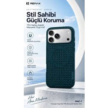 Remax Softweave Series iPhone 18 Pro Max Uyumlu Mıknatıslı Örgü Desen Nefes Alan Tpu Kılıf Rmc-7 - Yeşil