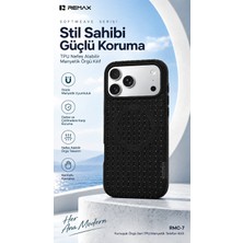 Remax Softweave Series iPhone 17 Pro Max Uyumlu Mıknatıslı Örgü Desen Nefes Alan Tpu Kılıf Rmc-7 - Siyah