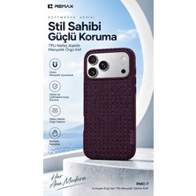 Remax Softweave Series iPhone 17 Pro Max Uyumlu Mıknatıslı Örgü Desen Nefes Alan Tpu Kılıf Rmc-7 - Kırmızı