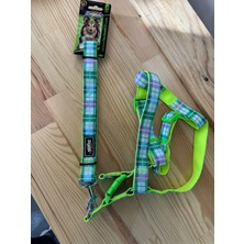 Doglife Metal Klipsli, Yeşil Ekose Desenli Göğüs Tasması