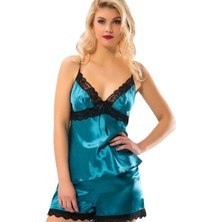 Saten Babydoll Şortlu Takım