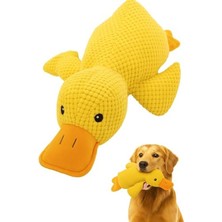 MarkEntegra Ördek Şekilli Peluş Köpek Oyuncağı, Sesli ve Hışırtılı, Sarı