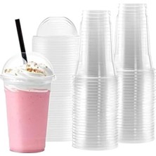 MarkEntegra Kapaklı Milkshake Bardağı 400ML, 100 Adet Soğuk Içecek Için