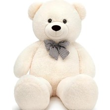 MarkEntegra Papyonlu Peluş Ayı, 120 cm Sevimli Hediye, Beyaz Renk