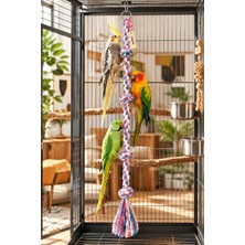 Vixpet Papağan Tırmanma Halatı Çok Renkli 80 cm Çap 18 mm | Kafes Oyuncağı | Stres Ipi | Pamuk Halat | Sultan, Konur, Monk, Lori, Forpus