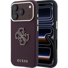 iPhone 18 Pro Max Uyumlu Kılıf Guess Orjinal Lisanslı Yazı ve 4g Büyük Resin Logolu Pu Kapak Bordo