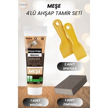 Nublado 4'lü Meşe Ahşap ve Duvar Tamir Seti 125 ml Dolgu Macunu 2 Adet Plastik Spatula 1 Kübik Zımpara