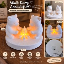 Rain Craft 3D Kamp Ateşi Başında Sevimli Ayılar 3D LED Dekoratif Gece Lambası