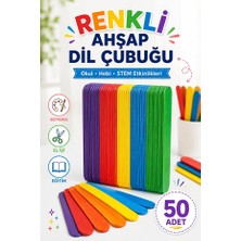 Tombi-X 50 Adet Ahşap Dil Çubuğu Büyük Geniş Çubuk Abeslang Dondurma Dil Basma Ağda Çubuğu Renkli