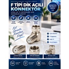 F Tipi 90° F Dirsek Anten Adaptörü | Uydu Tv Anten Kablosu Açılı Konnektör | Metal Gövde