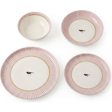 altabi Porselen 24 Parça Yemek Takımı Vintage Desen Royal Pink