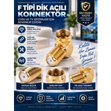 F Tipi 90° L Dirsek Anten Adaptörü | Gold Metal Uydu Tv Anten Kablosu Konnektörü | F Dişi - F Erkek