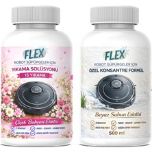 Flex Robot Süpürge Yüzey Temizleme Solüsyonu 500 ml X2 Ad | Moplu Robotlar ile Uyumlu | Düşük Köpük | Beyaz Sabun ve Çiçek Bahçesi