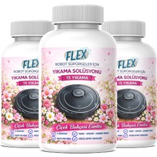 Flex Robot Süpürge Yüzey Temizleme Solüsyonu 500 ml x3 Adet | Moplu Robotlar ile Uyumlu | Düşük Köpük | İz Yapmaz - Kar Çiçeği Parfümlü -