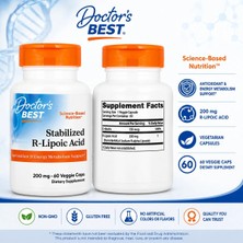 Doctor's Best Stabilized R-Lipoic Acid Antioxidant & Energy Metabolism Support 200 Mg 60 Veggie Caps