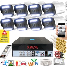 Bises 8 Li Araç Insan Yüz Tanımalı Hareket Algılayan 5 Mp Lens 12 Warm LED Gece Renkli Kamera Seti 3312W-PLS