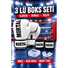 Mortal 3'lü Boks Seti Boks Eldiveni Boks Bandajı Dişlik Kick Boks Eldiveni Çocuk ve Yetişkin Boylar