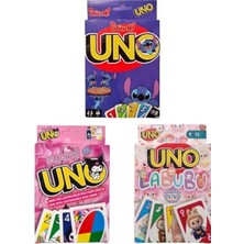 Oyunsal Kuromi Uno + Labubu Uno + Stitch Uno Oyun Kartları 3'lü Set