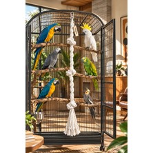 Vixpet Büyük Irk Papağan Tırmanma Halatı Uzunluk 90 cm - Çap 30 mm %100 Doğal Pamuk Halat | Kafes Oyuncağı | Stres İpi | Jüt Halat | Macaw | Kakadu | Jako | Amazon | Eklektus | Kayık | Sultan