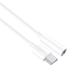 Store Type-C (Usb C) To 3.5mm Aux Dönüştürücü Adaptör Kulaklık Dönüştürücü Beyaz