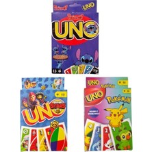 Oyunsal Brawlstars Uno + Pokemon Uno + Stitch Uno Oyun Kartları 3'lü Set