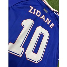Belirtilmemiş Zidane 98 Dünya Kupası Nostalji Yakalı Fransa Iç Saha Mavi Renk Kısa Kol Forma