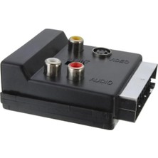 Store Ayarlanabilir Av Adaptörü (Scart, 3 x Cinch Soketi, S-Video Soketi) Siyah Renk, Scart To Rca Tos Av Skart Çevirici Dönüştürücü S-Video Adaptör