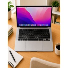 Store MacBook Türkçe Q Klavye Koruyucu M1-M5 | Air 13.6 A2681 A3113 A3240 A3449 | Pro 14 A2442 A3426 A3434 | Pro 16 A2485 A3429 | Neo 13 Ultra Ince Silikon Keyboard Cover Touch Id Protector Siyah
