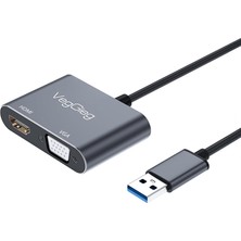 Store Usb-A To 4K 30Hz HDMI ve 1080P 60Hz VGA Görüntü Çevirici Kablo
