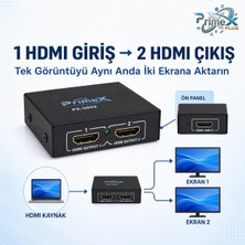 Store Primex PX-5002 2 Port HDMI Splitter, 1 Giriş 2 Çıkış Adaptörlü HDMI Çoklayıcı, 1080P 2k 4K Fhd 3D Görüntü Dağıtıcı, Pc Laptop Uydu Alıcı Ps5 Xbox Dvr Nvr Tv Box Için Aynı Görüntü Ekran Çoğaltıcı