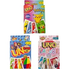 Oyunsal Brawlstars Uno + Labubu Uno + Pokemon Uno Oyun Kartları 3'lü Set