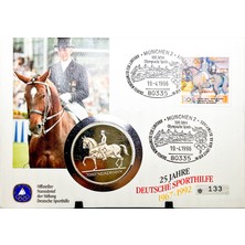 Yuonis Art Josef Neckermann 25 Jahre Deutsche Sporthilfe 1992 Numisbrief – Alman Hatıra Madalyon ve Pul Zarfı