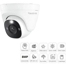 Reolink Reolınk 8mp Dome 2.8mm Renkli Ip Kamerası Poe IP67 P334