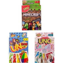 Oyunsal Brawlstars Uno + Labubu Uno + Minecraft Uno Oyun Kartları 3'lü Set