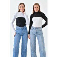 My Vintage Dik Yaka Boyunluklu Kolluk Siyah-Beyaz