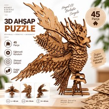 Algwood 3D Ahşap Baykuş Maketi Steampunk Kanatlı Model - Hobi Ahşap 3 Boyutlu Hayvan Maketi